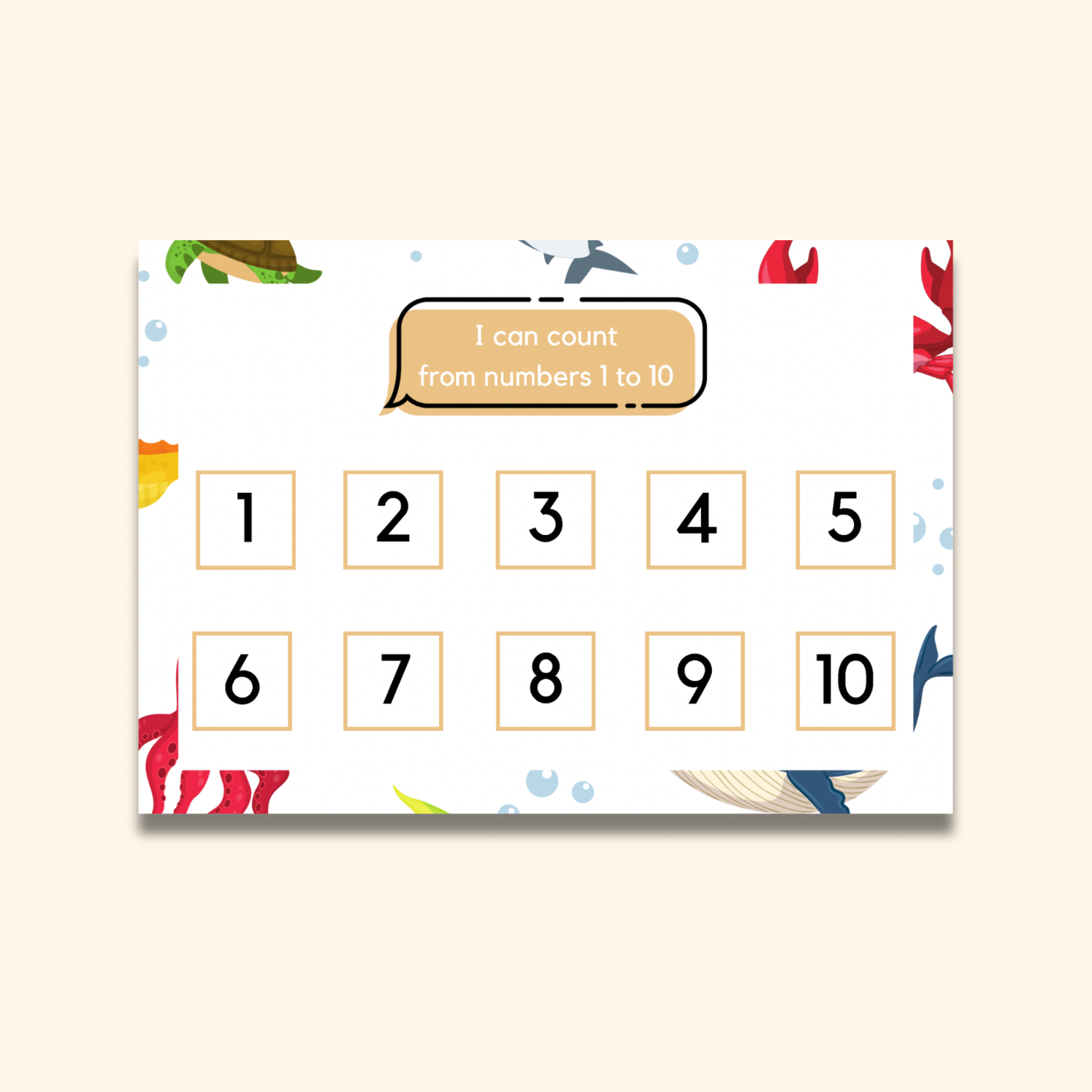 Counting 1-10 Matching Mat